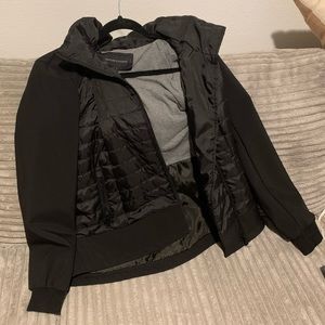 Black puffer jacket with hood